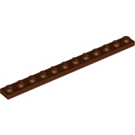 Lego destička 1x12, červeno hnědá (6055145)